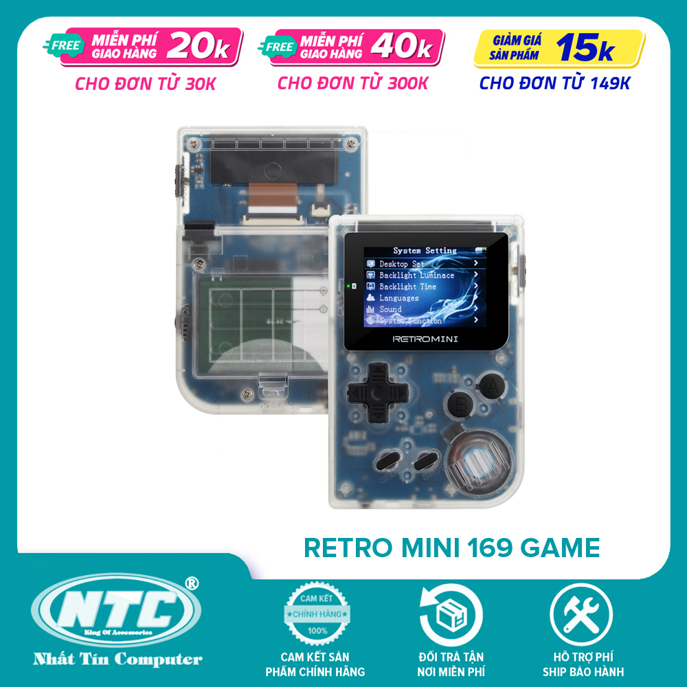 Tay cầm chơi game Retro Mini 169 game - chạy được GBA GBC GB có thể chép thêm game qua khe thẻ (đen) - Nhất Tín Computer