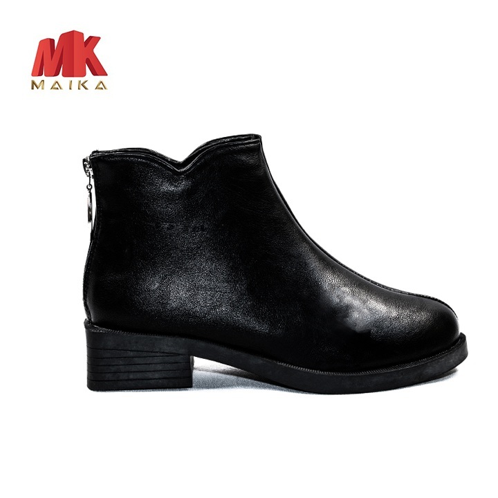 Boot Nữ Đế Bằng Cao 3cm Cổ Ngắn MK MAIKA S126 Đen thoải mái đi bộ cá tinh thời trang