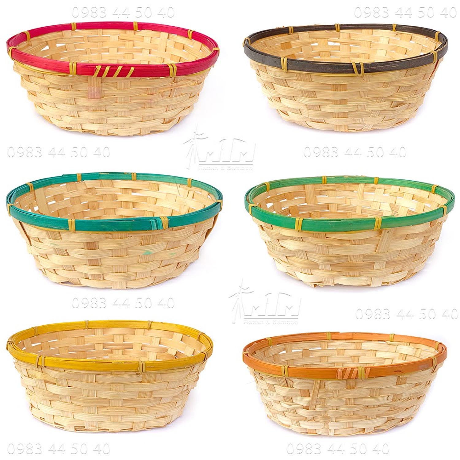 ⚡Giá Sốc⚡ Rổ tre oval cạp màu l Giỏ tre đựng đồ dùng, vật dụng.