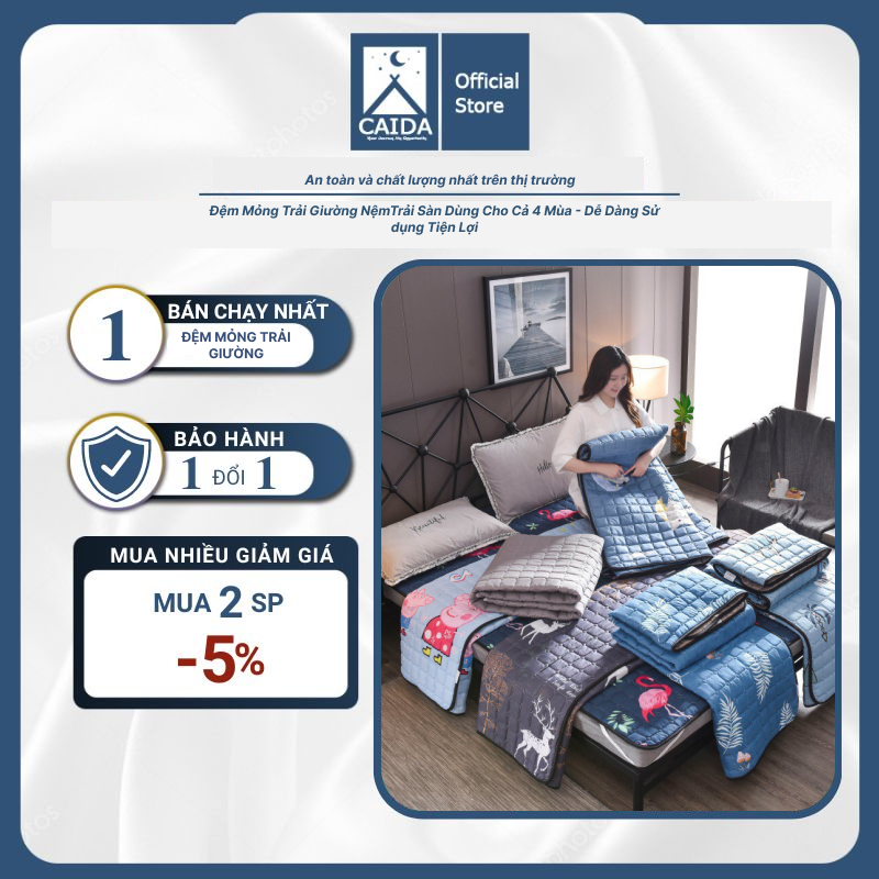 Đệm Mỏng Trải Giường NệmTrải Sàn Dùng Cho Cả 4 Mùa - Dễ Dàng Sử dụng Tiện Lợi
