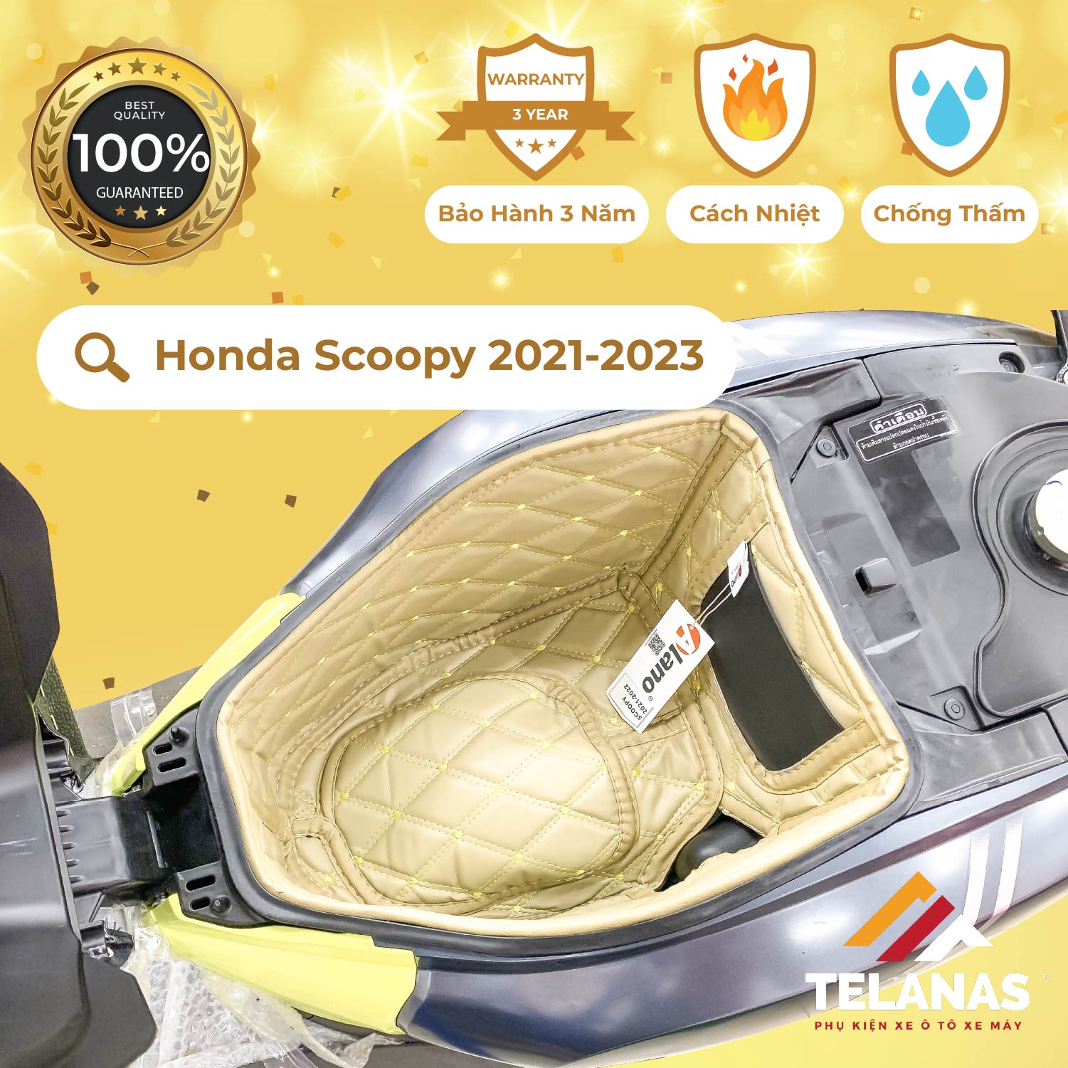 Lót Cốp Cách Nhiệt, đệm lót cốp xe máy TELANAS  - HONDA SCOOPY 2021-2022-Giá Xưởng-Bảo Hành 3 năm chống sốc, chống thấm nước, tránh trầy xước