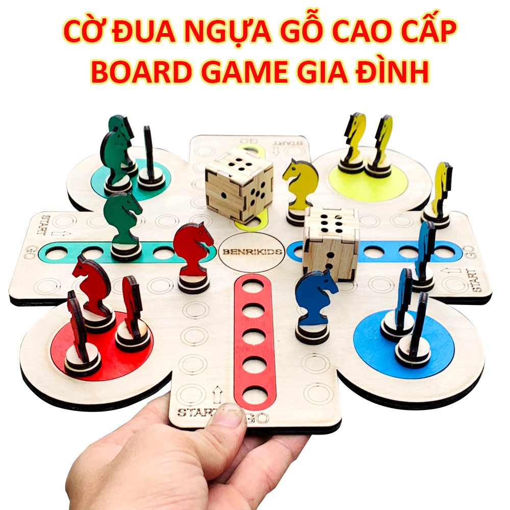 Đồ Chơi Board Game Vui Nhộn Benrikids, Bộ Cờ Cá Ngựa Bằng Gỗ Bạch Dương Kèm 2 Viên Xúc Xắc To Cho Bé Phát Triển Trí Tuệ, Đồ Chơi An Toàn Trẻ Em