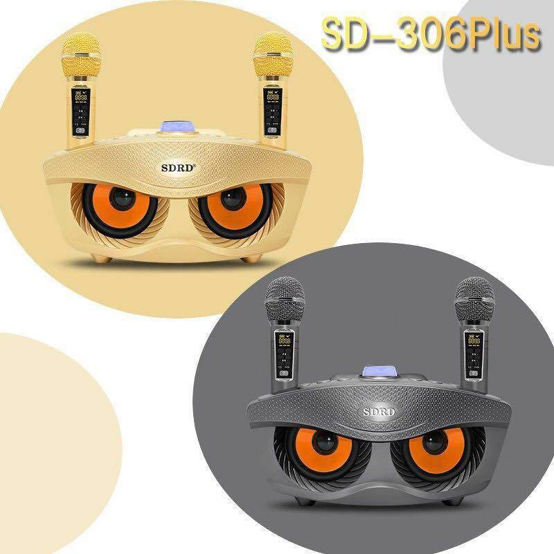 [ BẢN CHUẨN] Loa bluetooth karaoke mini SD 306 Plus bản mới nhất, Loa mắt cú kèm 2 mic hát karaoke không dây, Bass cực chuẩn.bảo hành 12 tháng
