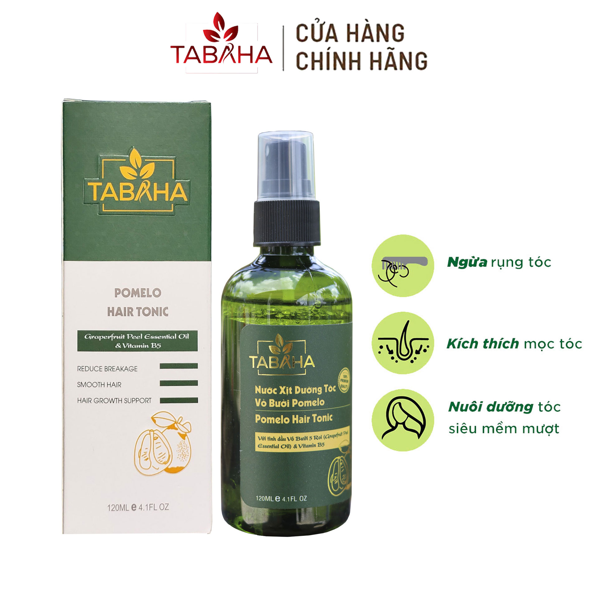 Nước Xịt Dưỡng Tóc Tinh Dầu Vỏ Bưởi Pomelo Tabaha 120ml Kích Thích Mọc Tóc Nhanh