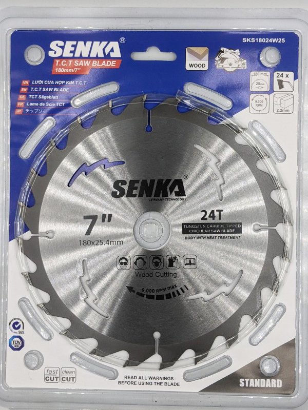 Senka 1 PC Tungsteng carbide tip for WOOD, sizes 180mm 7'' inches, different choices of teeth no. 18, 24, 40, 60 teeth