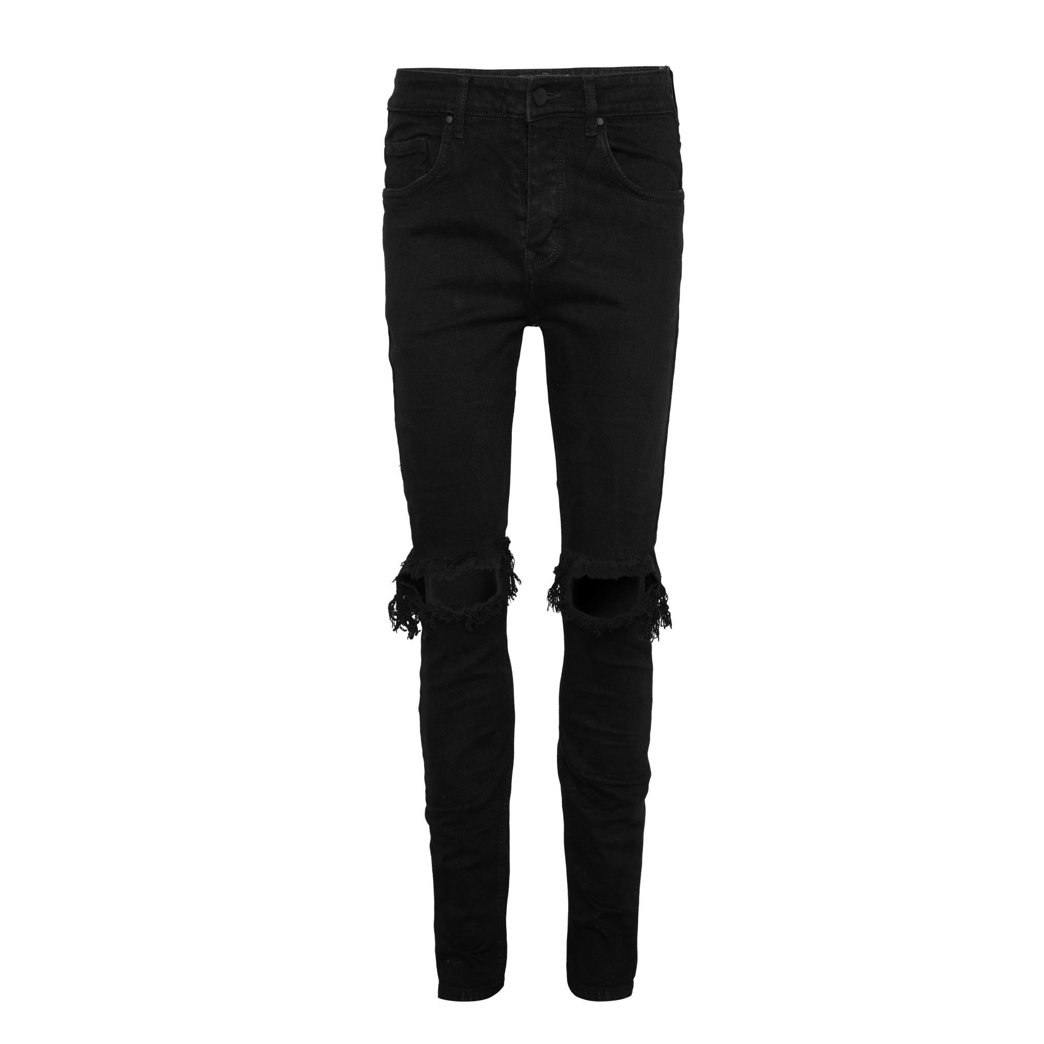 Quần Jeans đen rách gối cao cấp | Black Ripped Jeans + Bandana