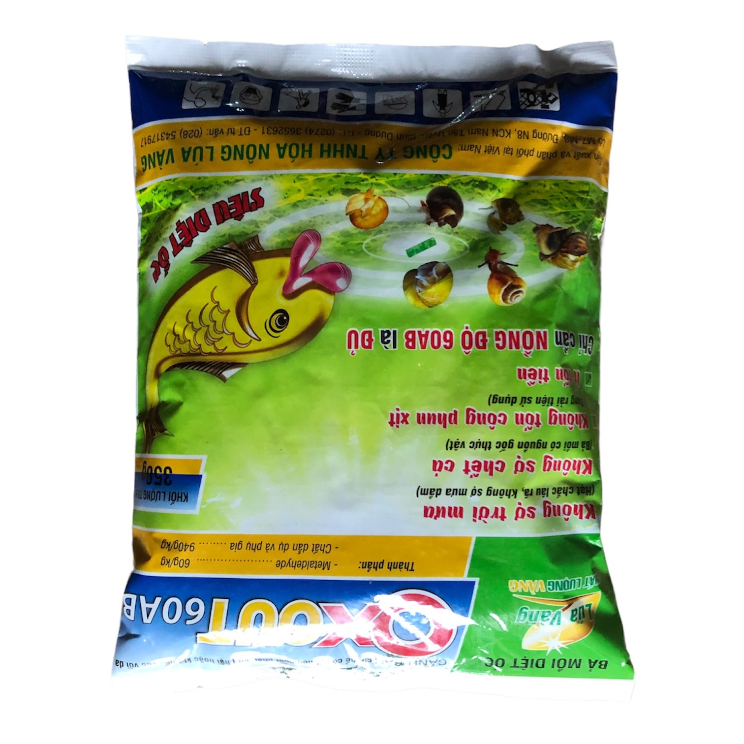 Bả mồi diệt ốc - Oxout 60ab 350g - Bả mồi diệt ốc sên, ốc bươu vàng, ốc nhớt và các loại ốc gây hại khác