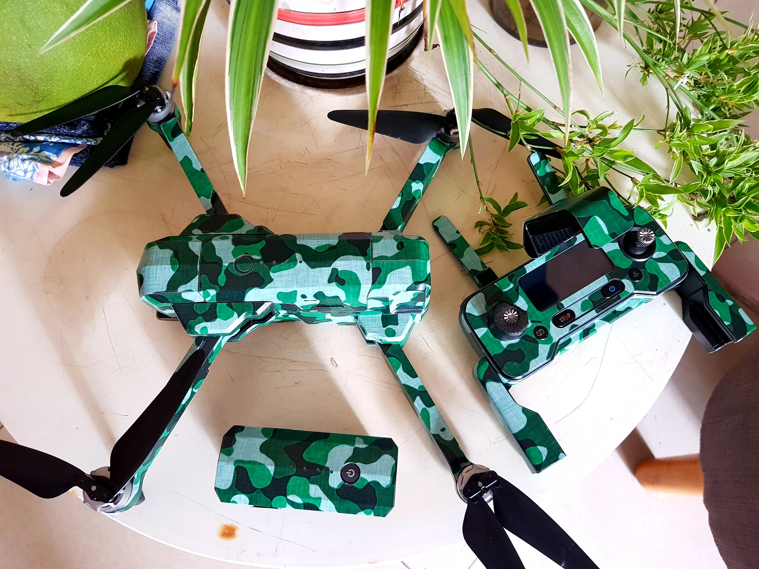  Skin Decal Dán Trang Trí Flycam Sjrc F11s Pro 4k - Camo Xanh - Dán 2 Pin 