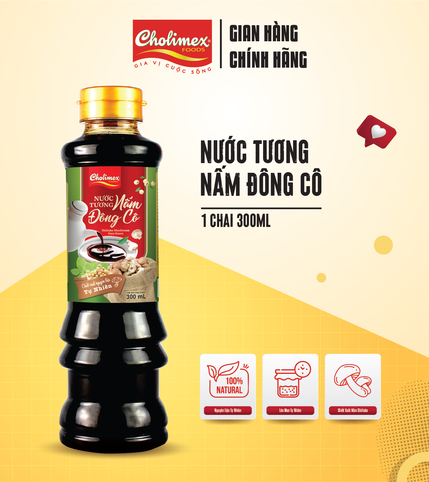 Nước Tương Nấm Đông Cô Cholimex – Đậm đà vị nấm Shiitake Chai 300ml
