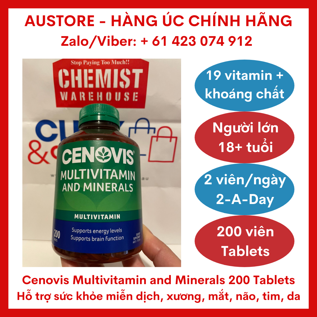 Cenovis Multivitamin and Minerals 200 Tablets - Viên uống bổ sung vitamin tổng hợp & khoáng chất Cenovis