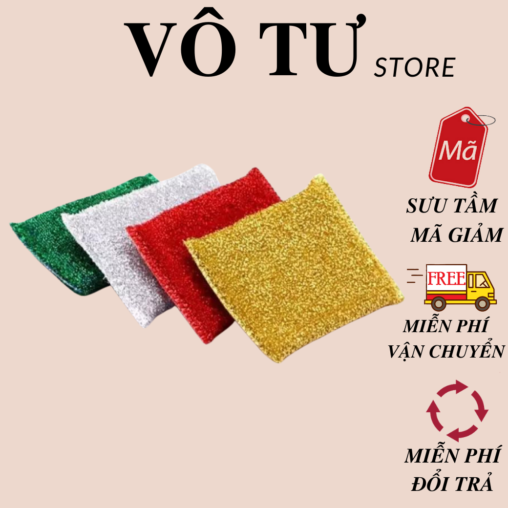 Bộ 4 miếng rửa chén kim tuyến đa năng siêu sạch cao cấp