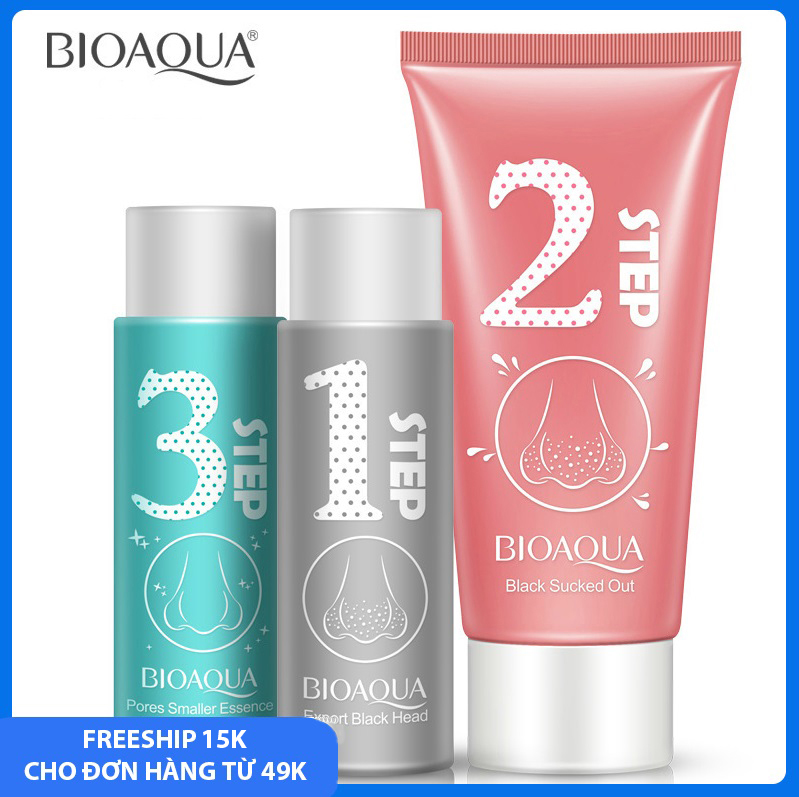 Combo lột mụn đầu đen 3 bước BIOAQUA sạch mụn đầu đen, dưỡng ẩm, làm trắng, se khít lỗ chân lông, kem lột mụn đầu đen mũi, mặt nạ lột mụn đầu đen, gel lột mụn đầu đen, set lột mụn đầu đen 3 bước July20 SPU117