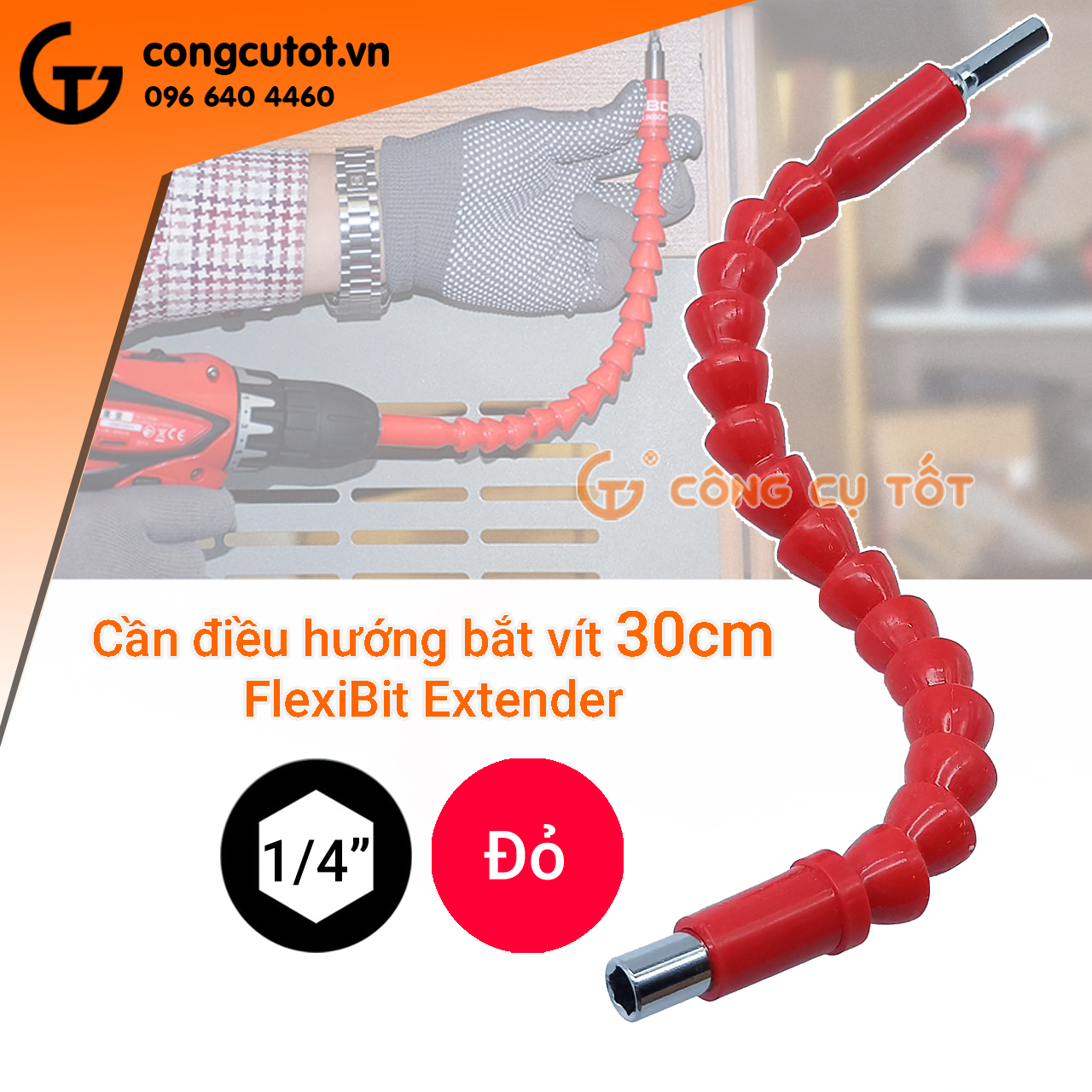 Cần điều hướng lực xoáy thông minh FlexiBit Extender màu đỏ 30cm