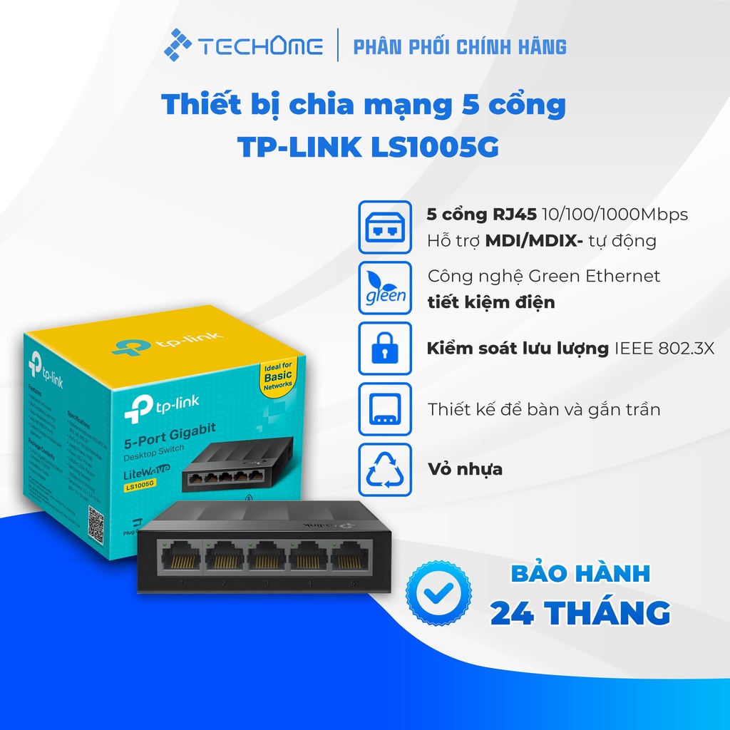 Thiết bị chuyển mạch switch để bàn 5 cổng gigabit tp-link ls1005g