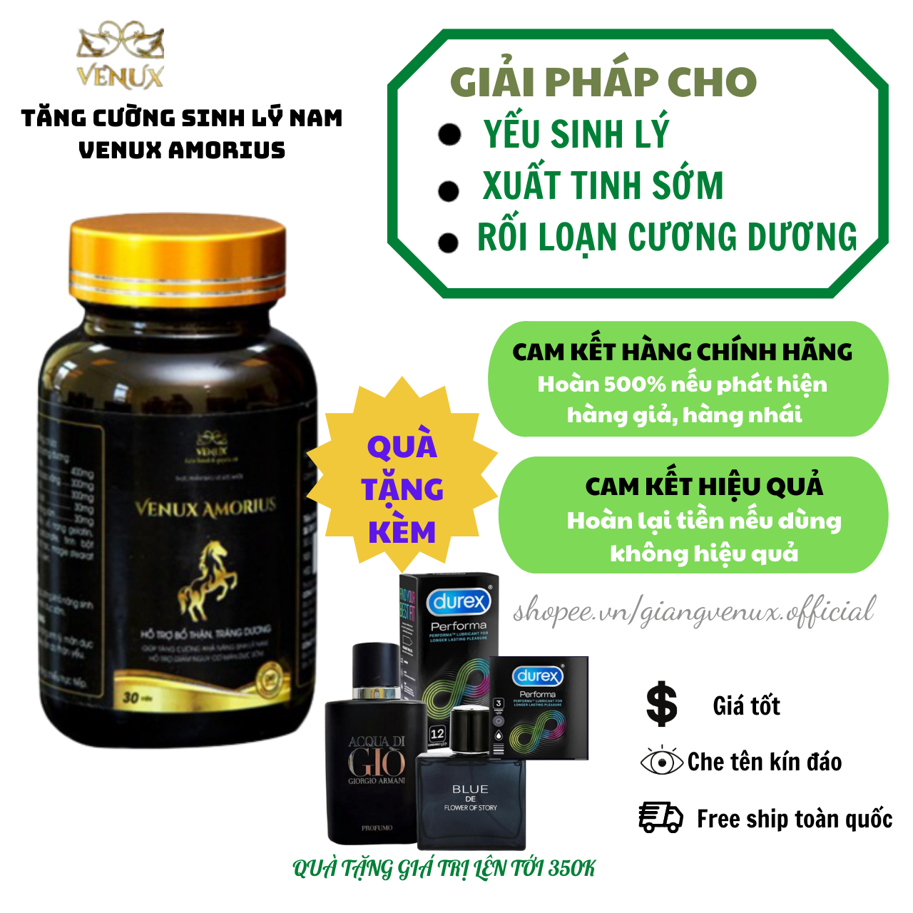 Venux amorius tăng cường sức mạnh nam giới, cải thiện yếu sinh lý, xuất tinh sớm, rối loạn cương