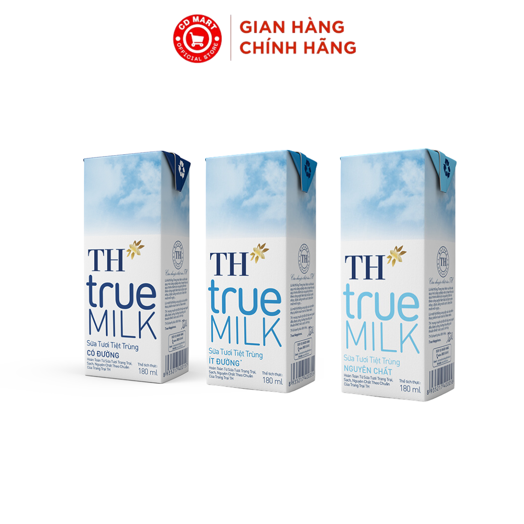 Lốc 4 Hộp Sữa Tươi Tiệt Trùng TH true MILK (180ml)