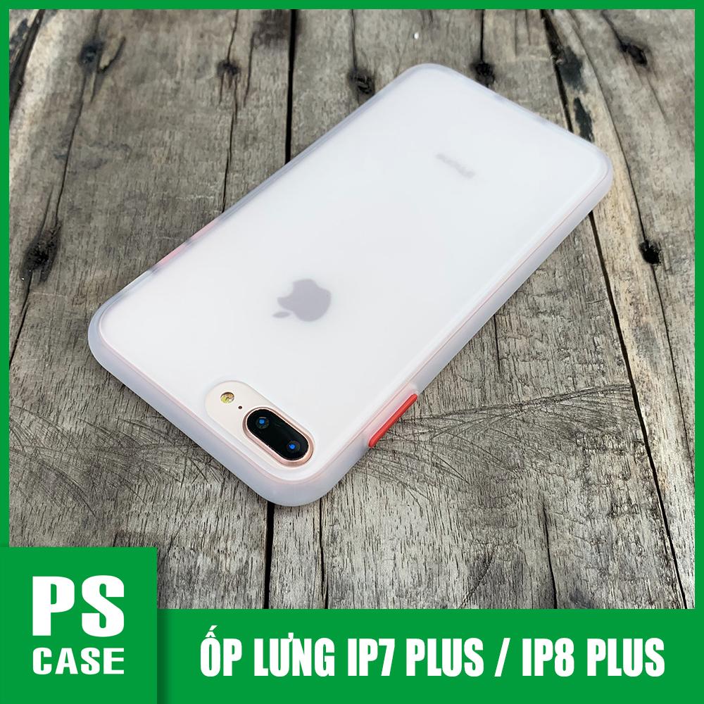 Ốp lưng chống sốc dành cho iPhone 7 Plus / iPhone 8 Plus nút bấm màu đỏ - Màu trắng - PS Case Phân Phối