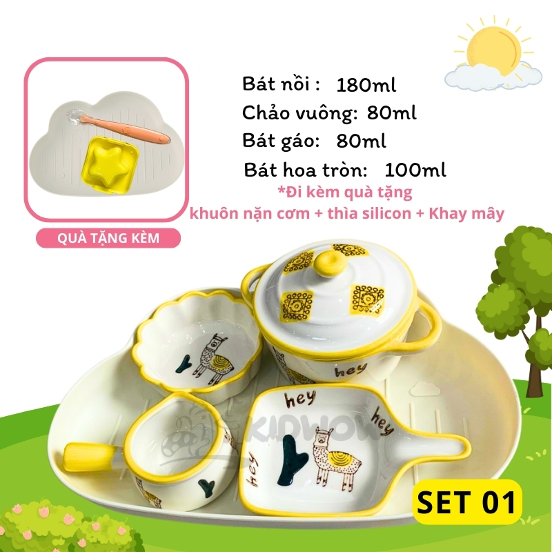 Bộ bát sứ ăn dặm cho bé siêu đáng yêu