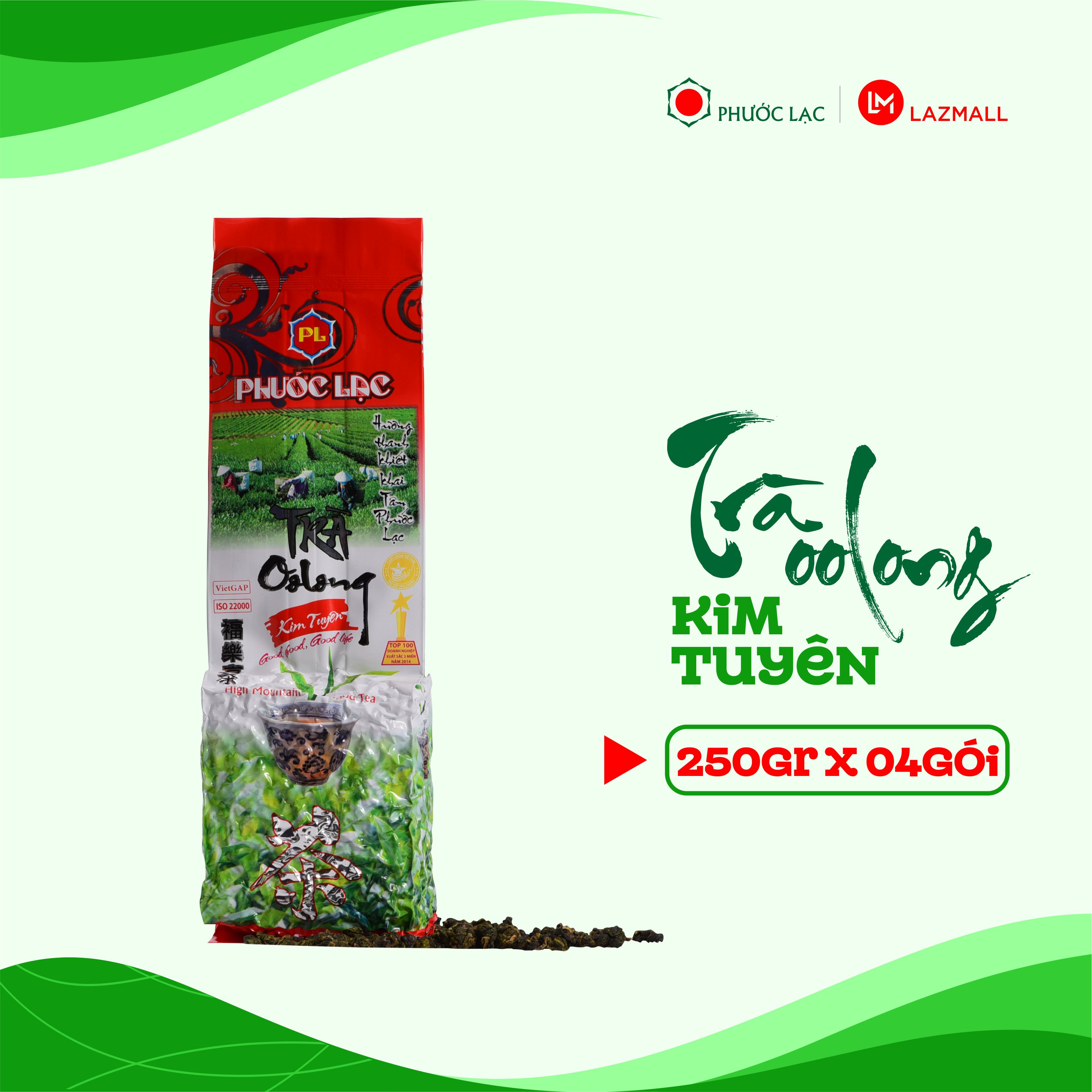 Trà Oolong Kim Tuyên Cao Cấp (100Gam), Hương thanh khiết, Túi chân không, tiện dụng - Trà Oolong Phước Lạc