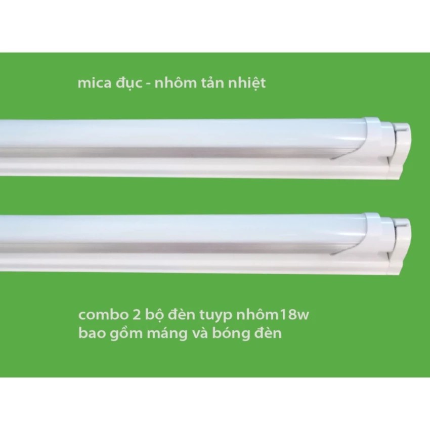 Combo 2 Bộ bóng đèn led Tuýp T8-24W 1.2m ,chóa nhôm gồm máng