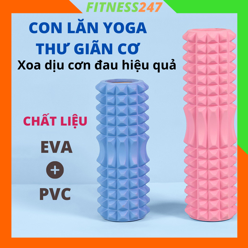 Con lăn Massage, Con Lăn Massage Yoga giãn cơ, Massage chân, massage lưng tập Yoga tập gym tại nhà Ống trụ lăn xốp 33 cm