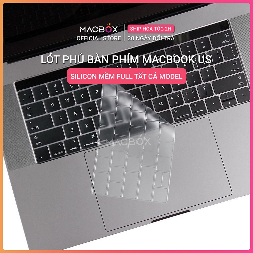 Miếng Lót Phủ Bàn Phím Màu Trong Suốt Đen Cho Macbook