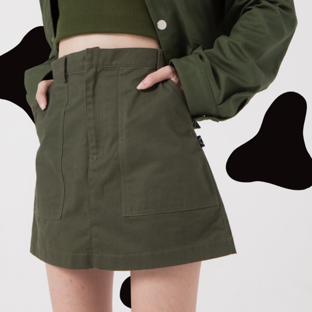 Chân váy kaki olive | olive mini skirt