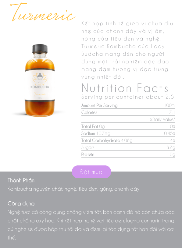 [HCM]Lady Kombucha - Nghệ 250ml