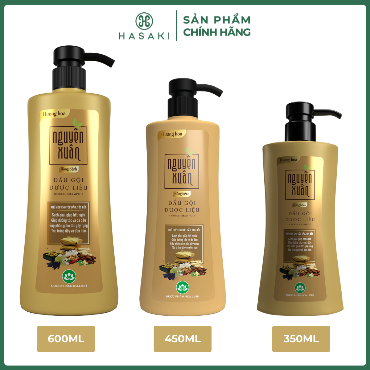 Dầu Gội Dược Liệu Nguyên Xuân Cho Tóc Dầu Bết Herbal Shampoo Hasaki Sản Phẩm Chính Hãng