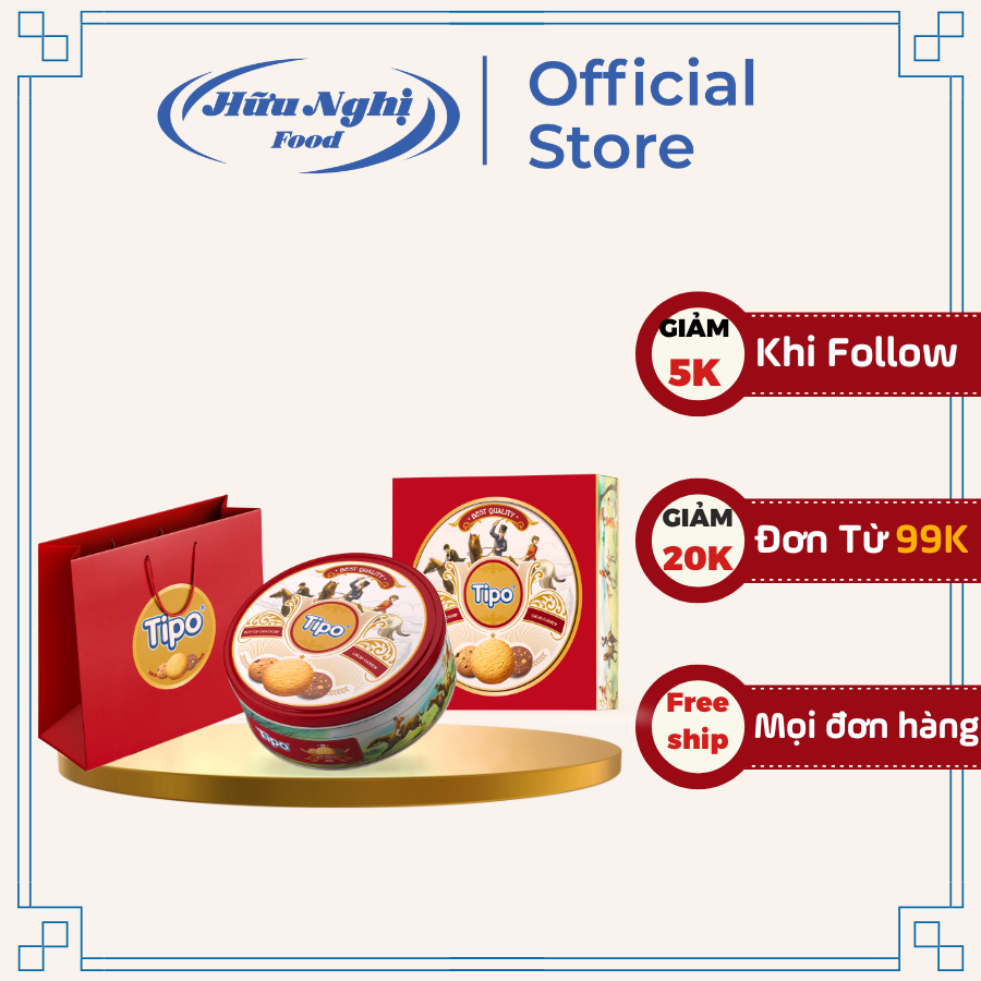 Tipo bánh cookies thập cẩm rắc hạt 330g - Bánh hộp thiếc