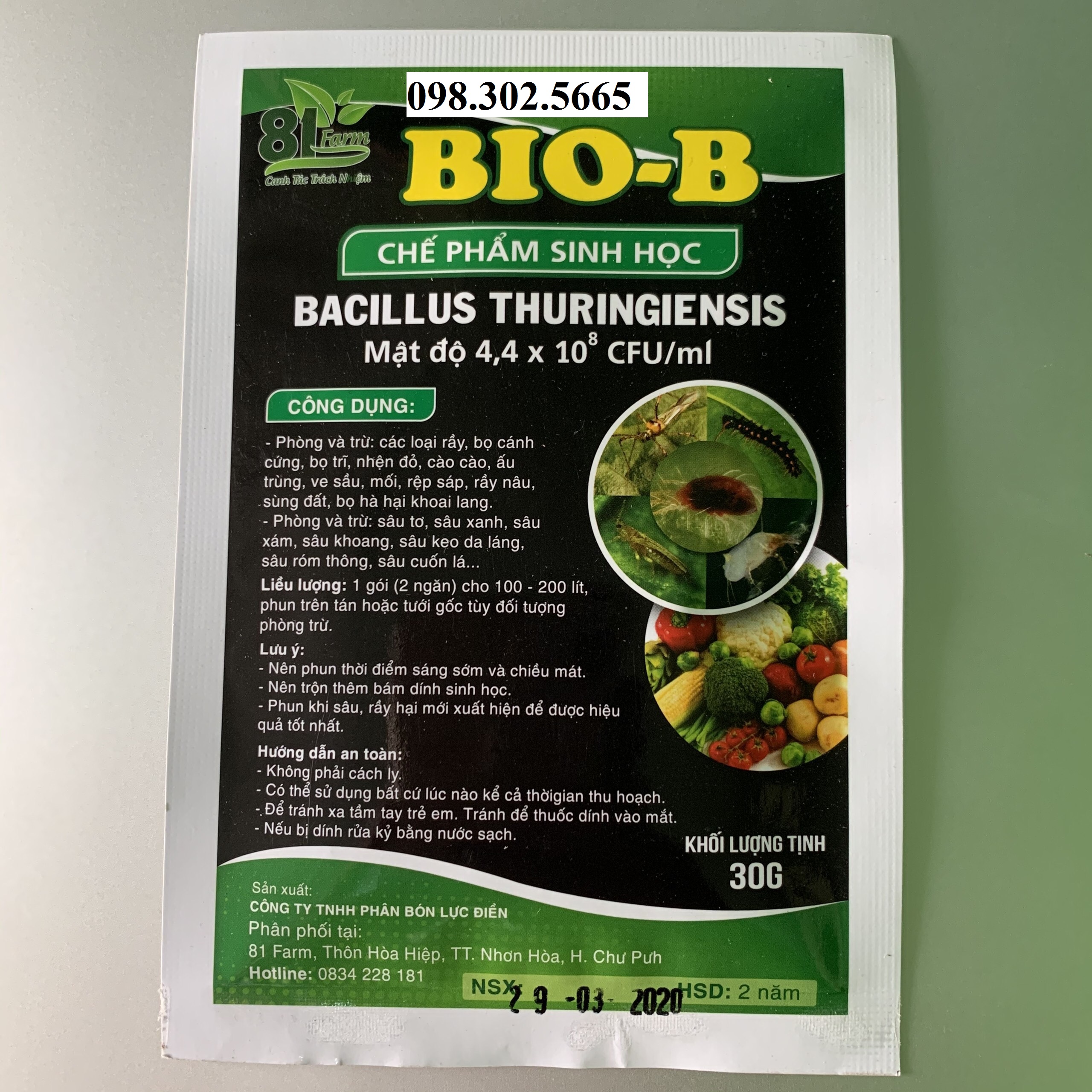 3 gói chế phẩm sinh học Bio-B (30g) an toàn nhất đối với trĩ nhện rệp, sùng đất, tuyến trùng, bọ cánh cứng hoa hồng