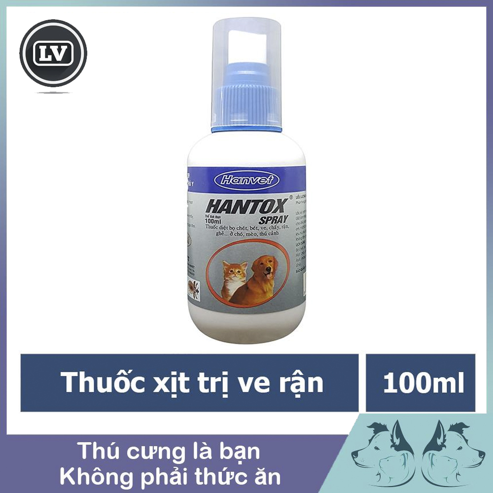 HANTOX SPRAY Xịt diệt bọ chét, ve, chấy, rận, ghẻ ở chó mèo thú cảnh 100ml