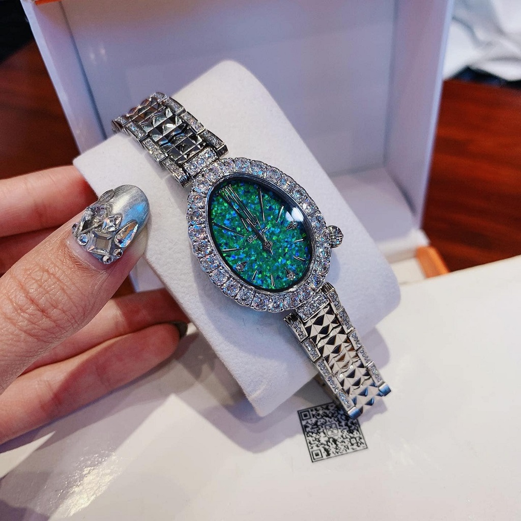 Đồng hồ nữ davena 61695 green silver chính hãng 29mm