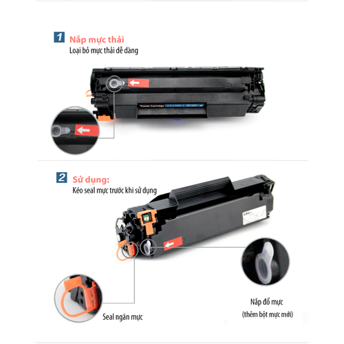 Hộp mực 85A / 35A / 325 CÓ LỔ ĐỔ MƯC - XẢ THẢI cho máy HP 1102 1132 1212 / CA LBP 6030 6030w 6000 MF3010 ...