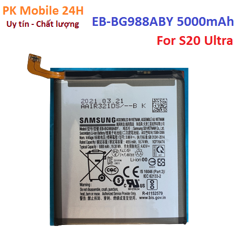 Pin samsung galaxy s20 ultra chính hãng, eb-bg988aby 5000mah, mới 100%