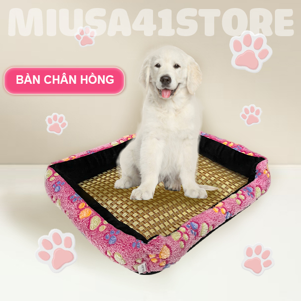(Mẫu Mới) Đệm Chiếu hè phối lông 5 size cho chó mèo đáy chống trượt nằm thoáng mát sạch sẽ - 3
