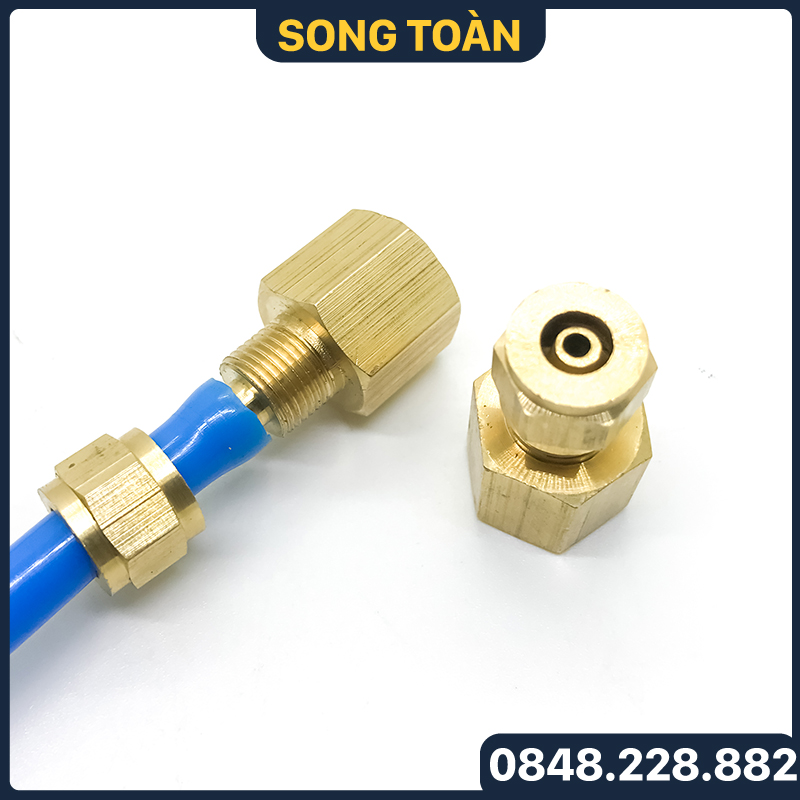  Đầu Nối Ren Trong Ống Mềm Nối Thẳng Ren Trong Siết Ống Mềm Phi 6 8 10 12mm - Đồng Thau 