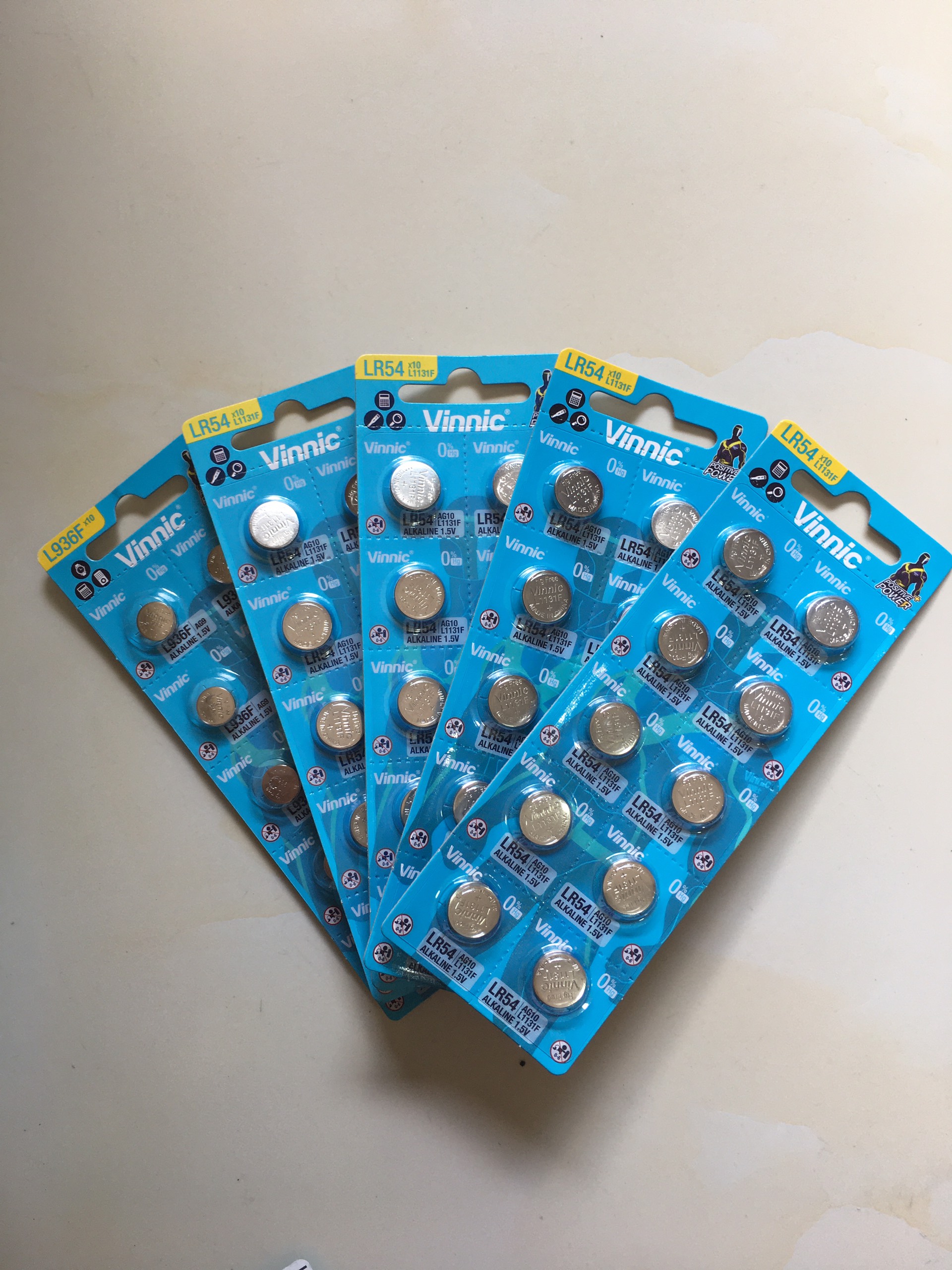 [HCM]Combo 5 vỉ pin  Vinnic 1.5V L1131F LR54 AG10 LR54 LR1130 1131 1130 Hong Kong