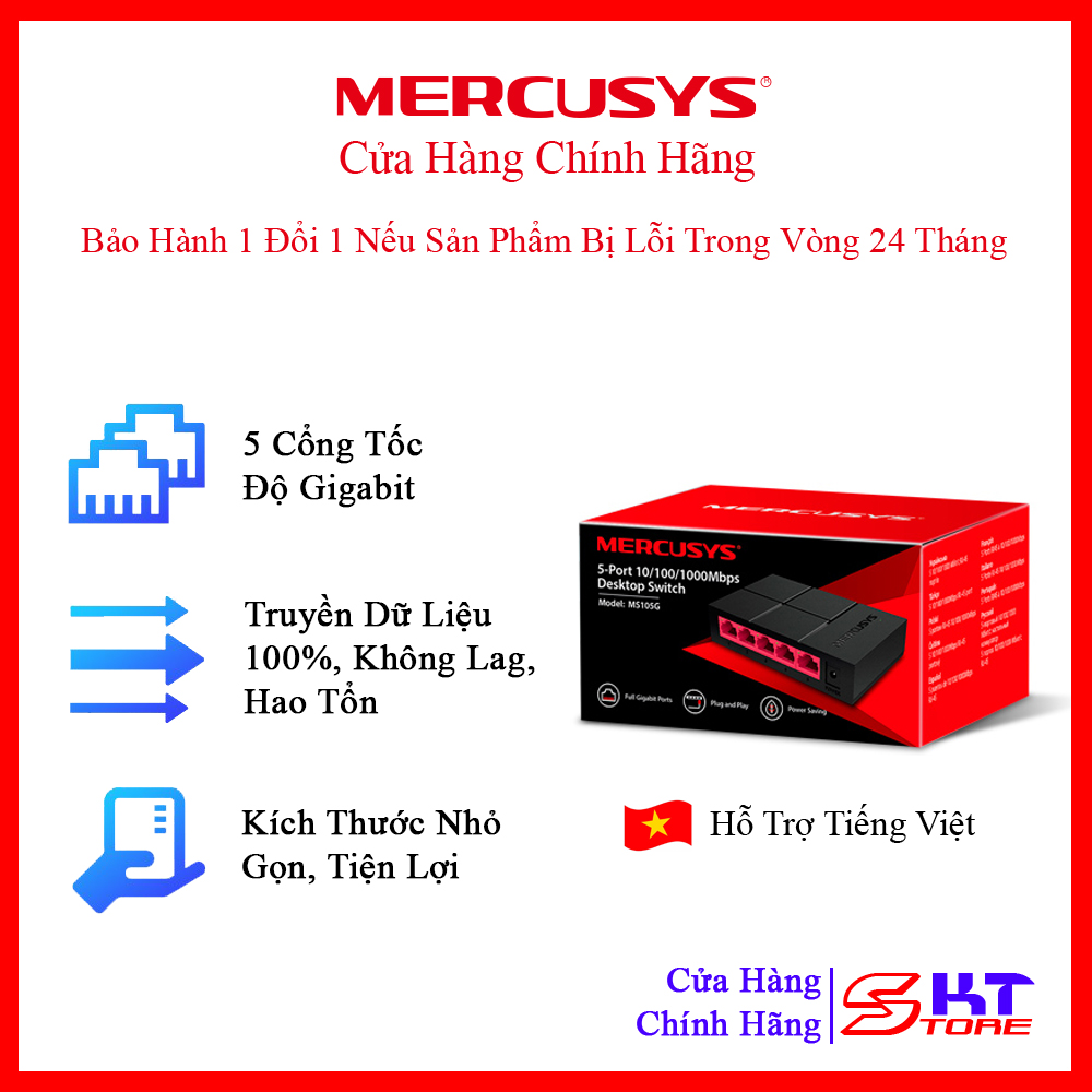 Bộ chia mạng switch 5 cổng mercusys ms105g tốc độ 10/100/1000mbps - hàng chính hãng