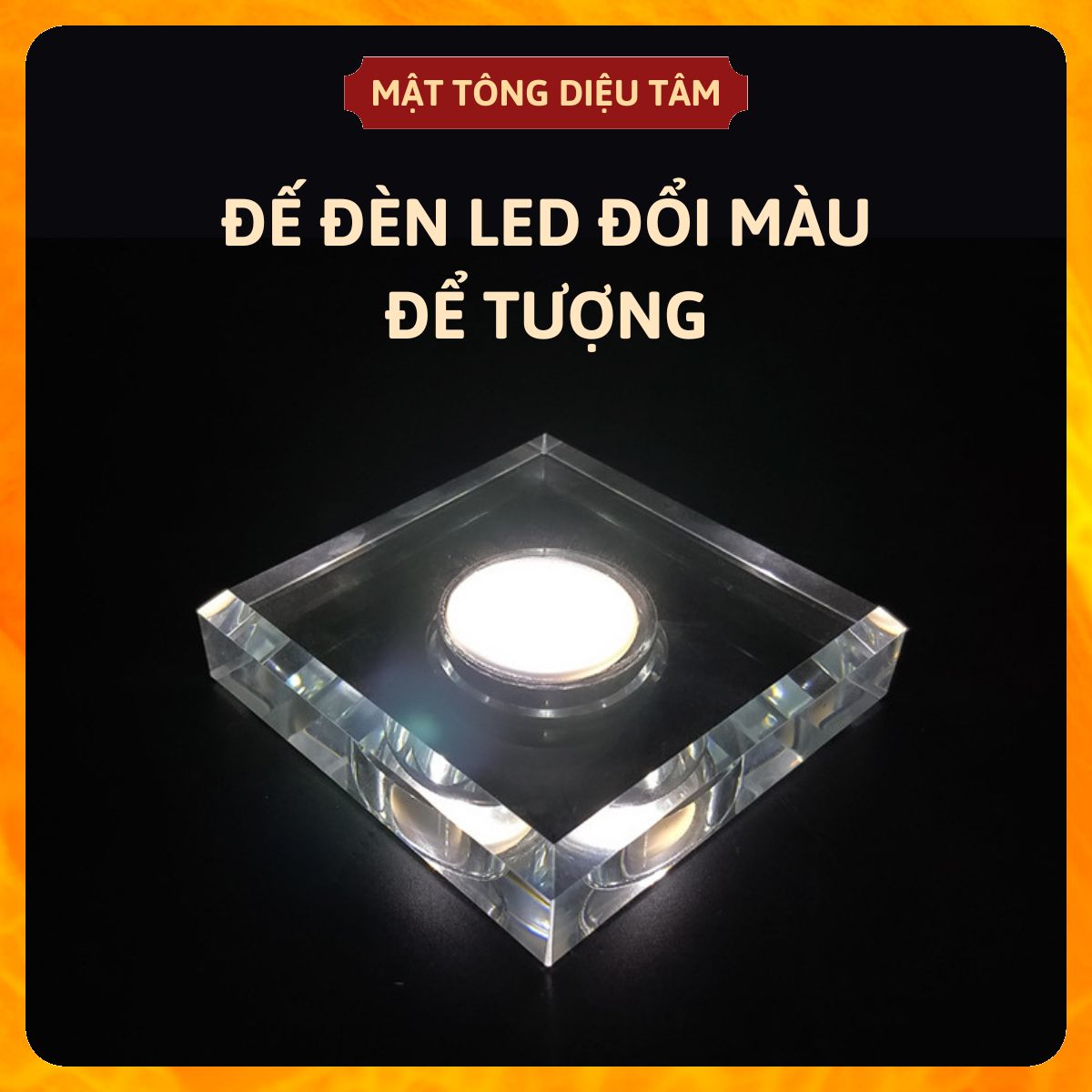 Đế đèn led pha lê đổi 7 màu làm sáng tượng trang trí.