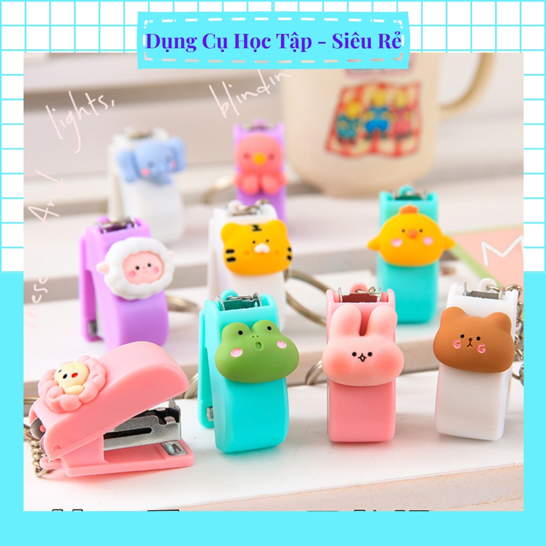Dập ghim mini hình thú siêu cute, kiểu dáng móc khóa tiện mang theo