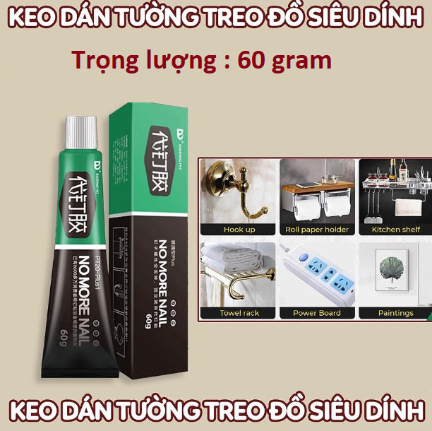 Keo siêu dính dạng kem, tuýp lớn 60g dán dính mọi bề mặt và chất liệu thay thế đinh, vít