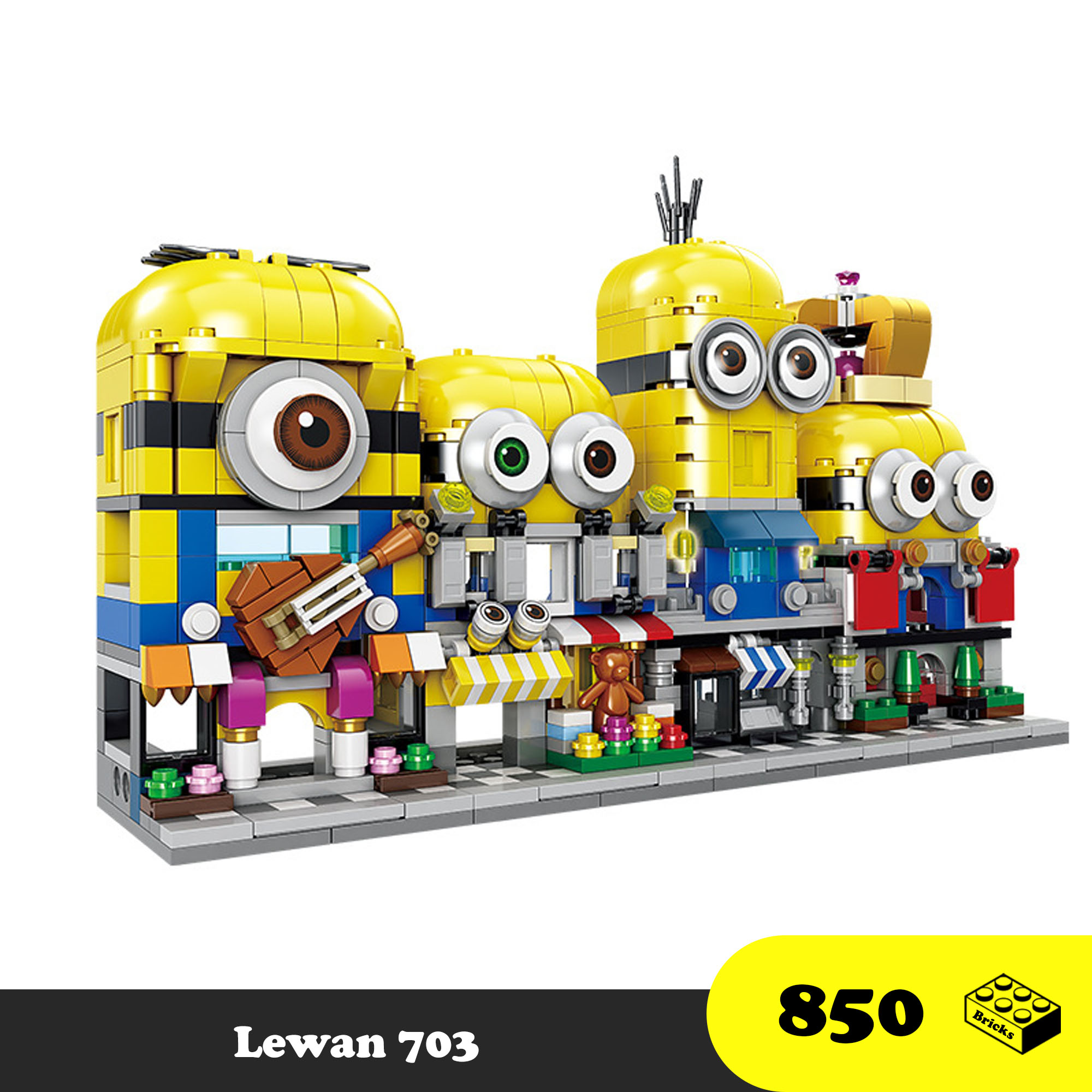 Đồ chơi Lego lắp ráp Minions Lewan 703 - Đồ chơi bé gái - Combo 4 ngôi nhà Minion siêu đẹp
