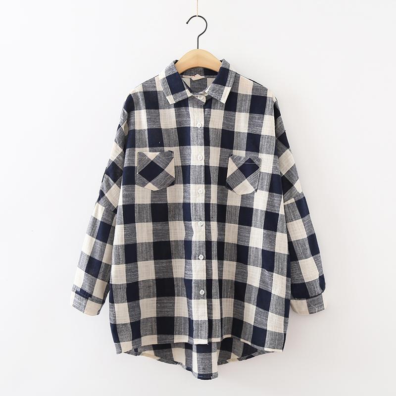 Áo sơ mi caro nữ kẻ caro nữ form rộng vải line đũi - Áo sơ mi nữ kiểu Hàn Quốc form rộng kẻ sọc caro đẹp