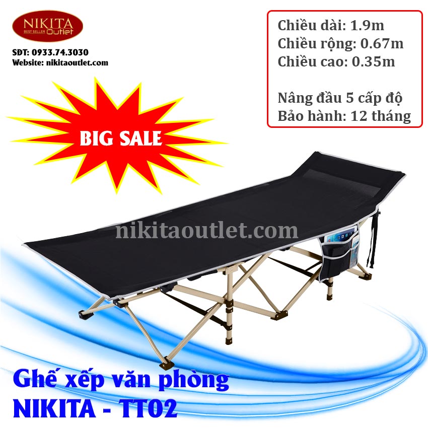Giường xếp du lịch [NIKITA] - TT02 - Vải bạt Thái Lan siêu bền thoáng - Bảo hành chính hãng 12 tháng