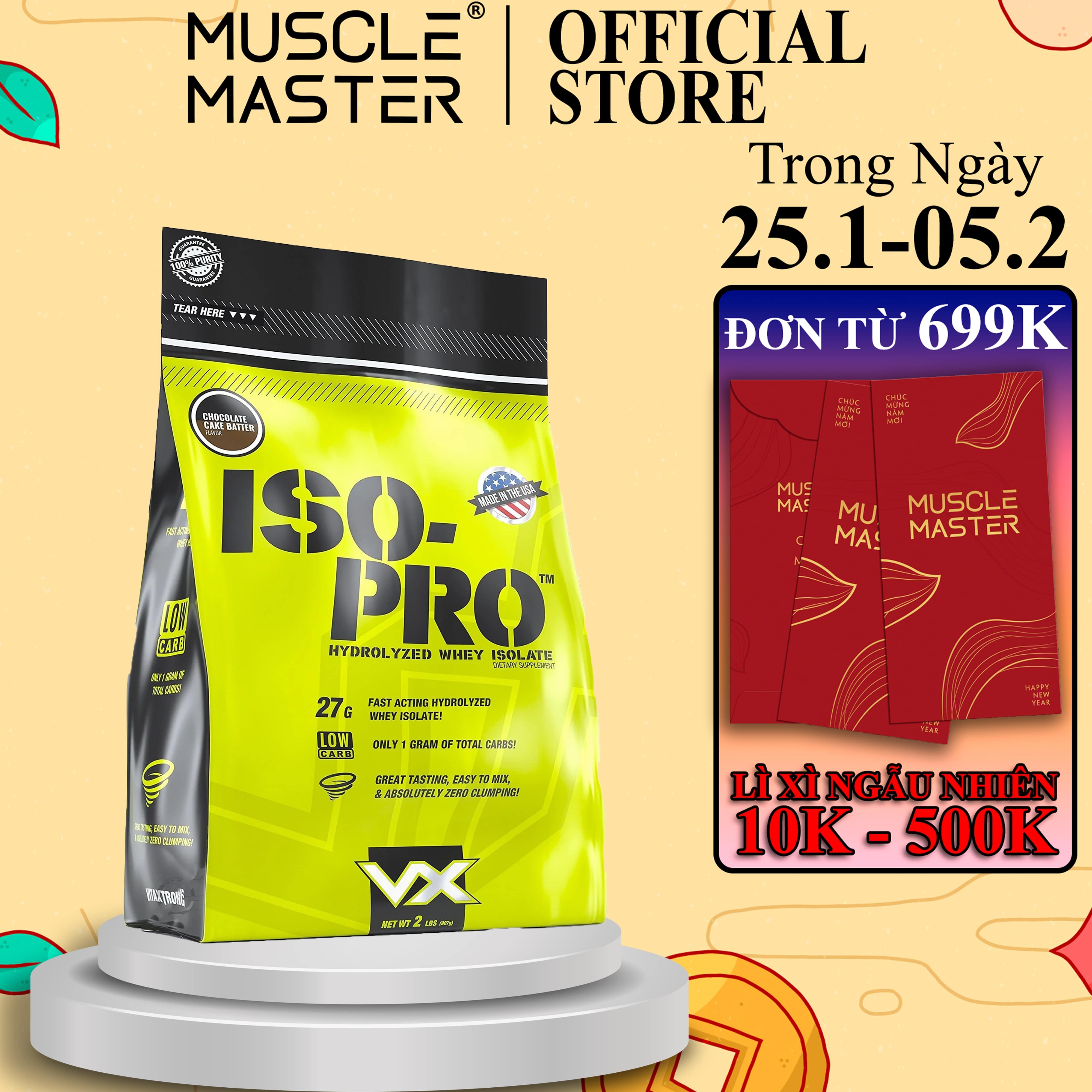 Whey Protein 100% HYDROLYZED WHEY ISOLATE VitaXtrong Iso Pro 2lbs