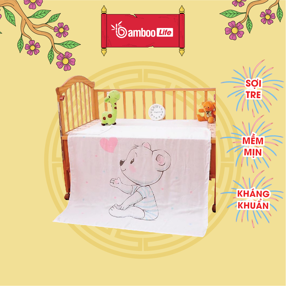 Chăn mền hè thu sợi tre Bamboo Life BL038 chăn đũi hè mền cho bé mềm mại thoáng mát thấm hút mồ hôi kháng khuẩn an toàn cho trẻ sơ sinh