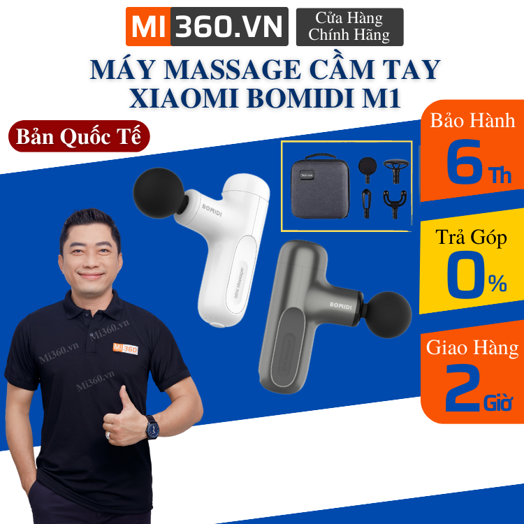 Máy massage cầm tay xiaomi bomidi m1 - 4 đầu massage 5 cấp độ - hàng chính hãng