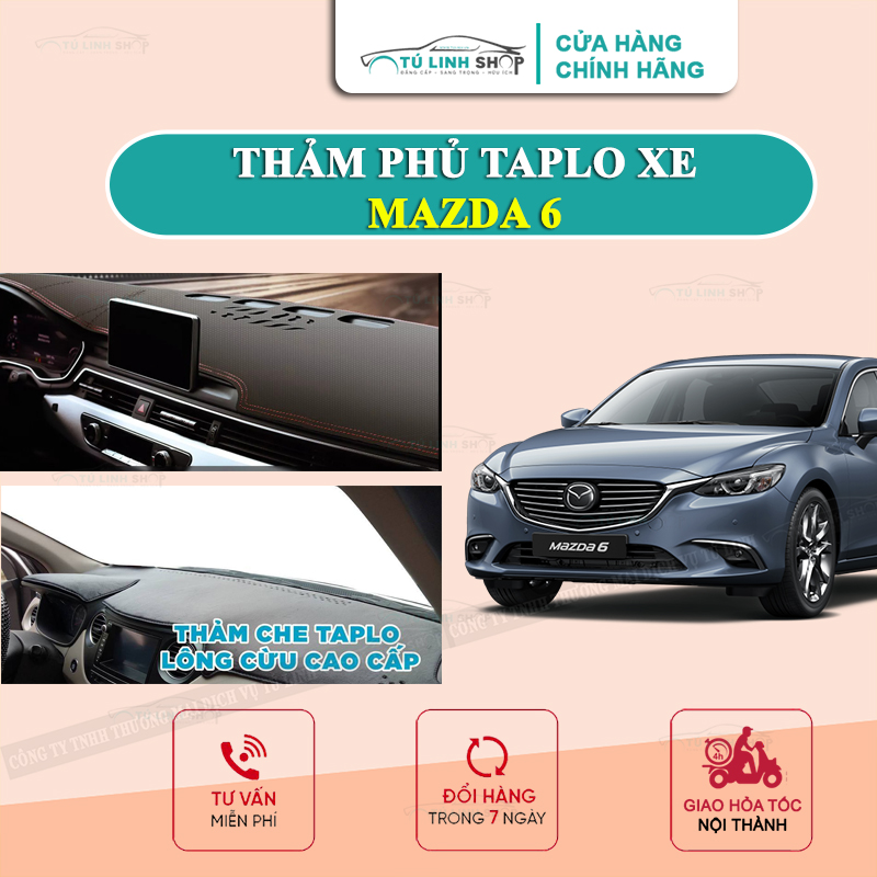 Thảm Taplo MAZDA 6 chính hãng MINCAR hoặc bằng lông Cừu 3 lớp và Da Cacbon