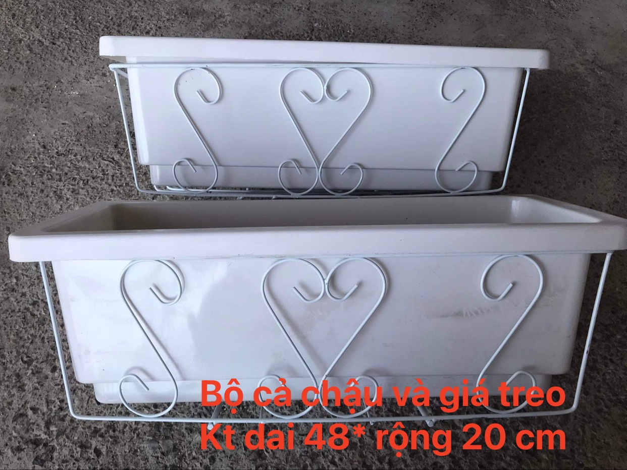 Set 2 bộ gồm 1 chậu và 1 giá treo dài 48 rộng 20cm- chậu dày loại 1